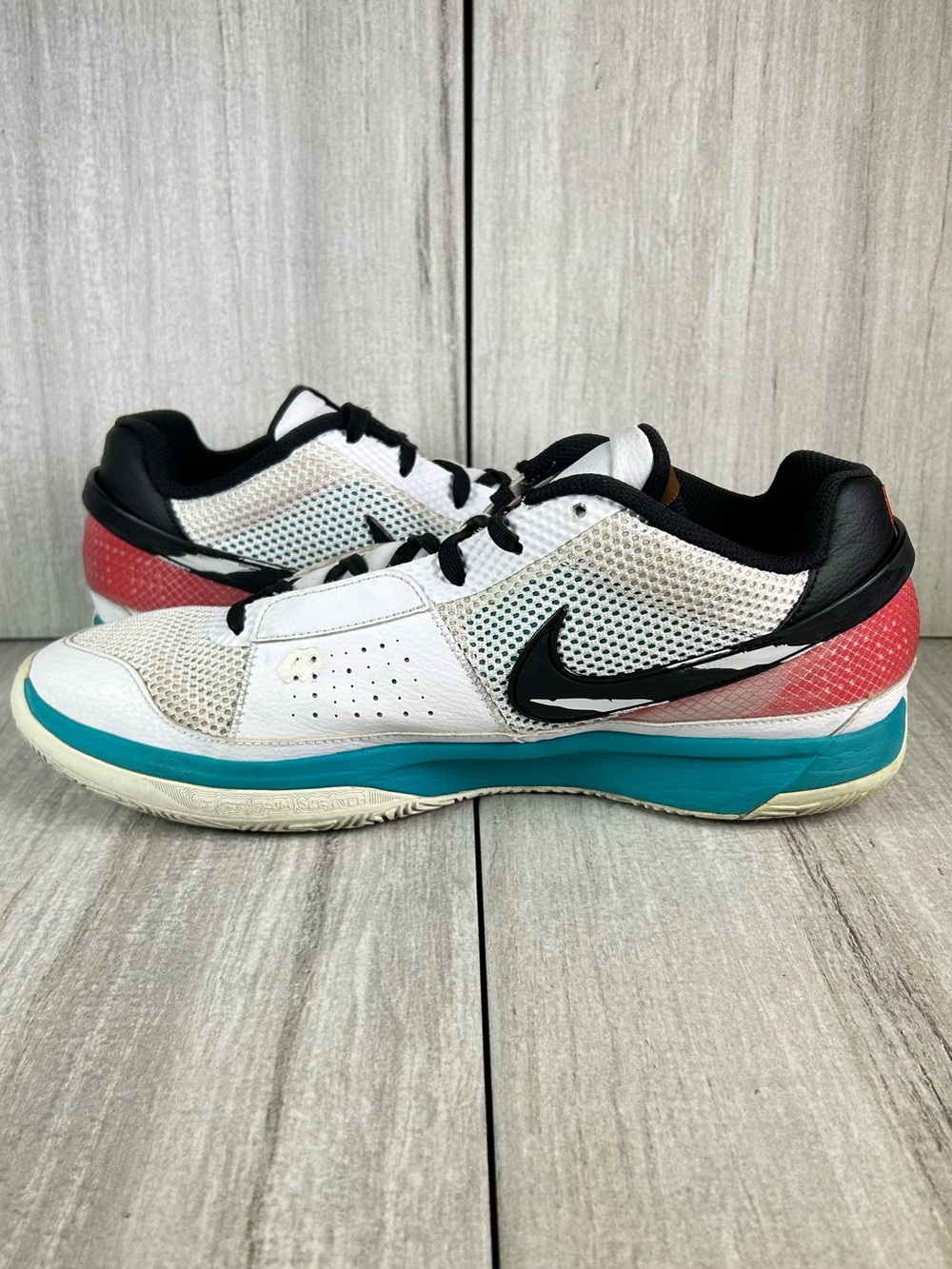 Nike Ja 1 Reverse Scratch White Turbo Green Basketball Sneaker Shoe Mens Size 13 - Picture 4 of 11